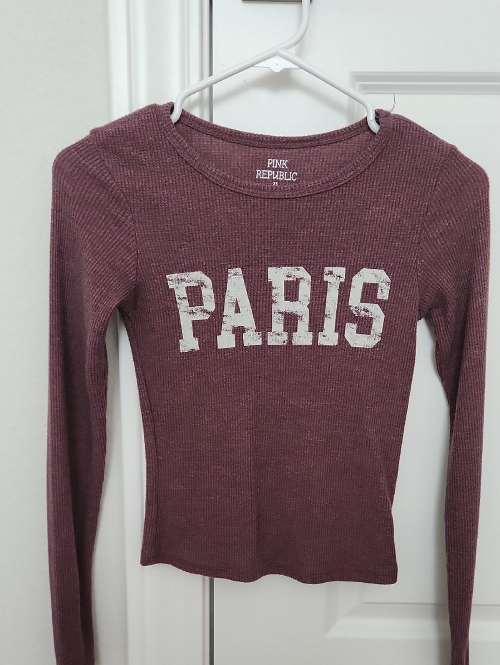 Pink Republic Mauve Ribbed Long Sleeve Top with PARIS Graphic